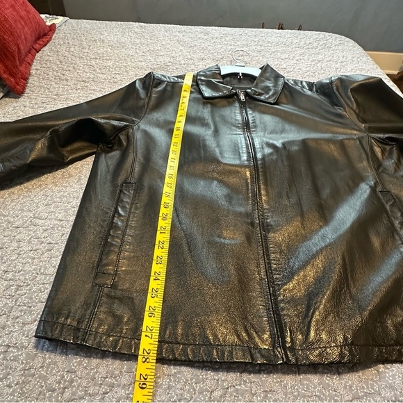 Haggar Leather Jacket Zip Up Black Fully Lined Pockets Y2K Size M - Picture 10 of 10
